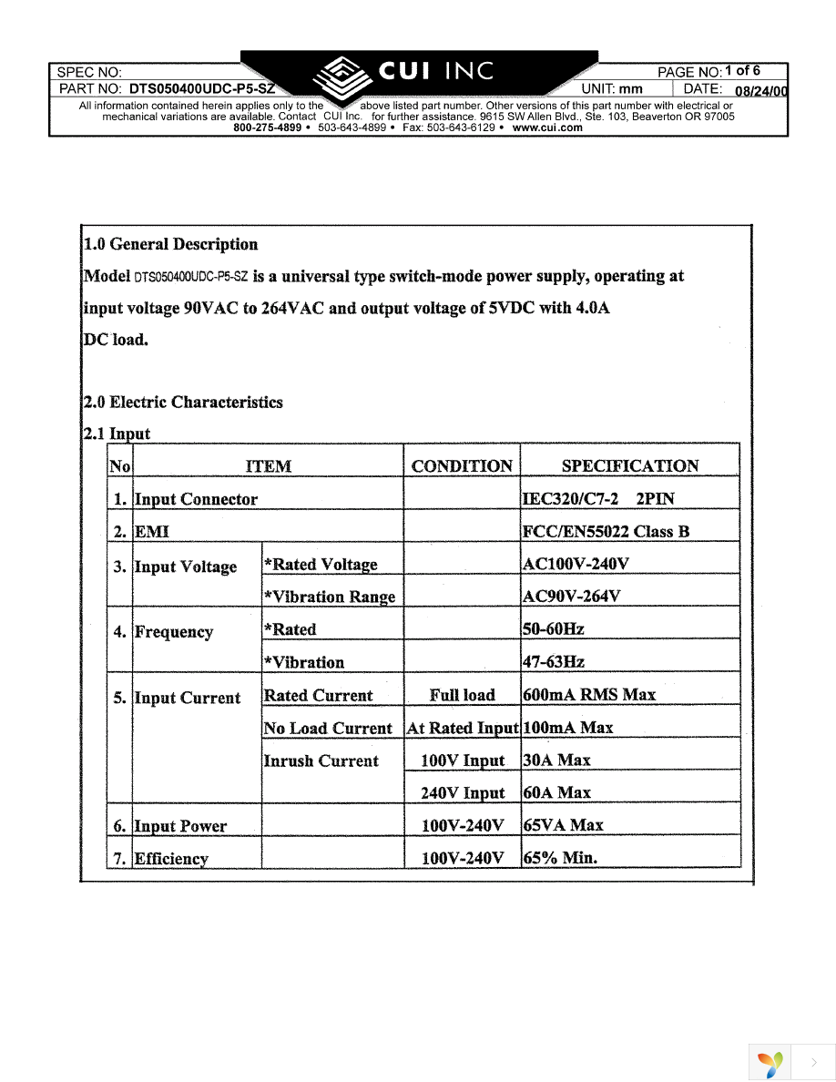 DTS050400UDC-P5P Page 1