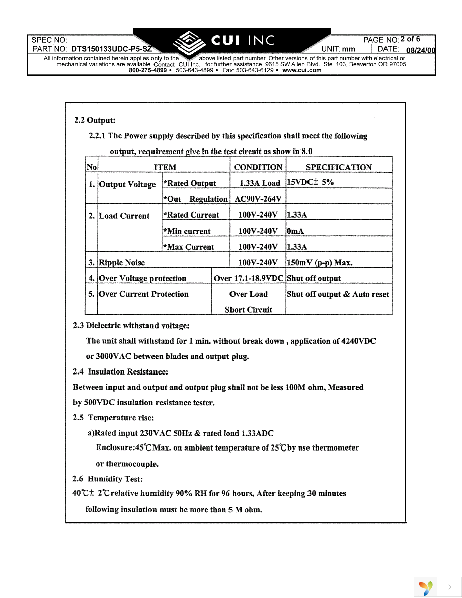 DTS150133UDC-P5P Page 2