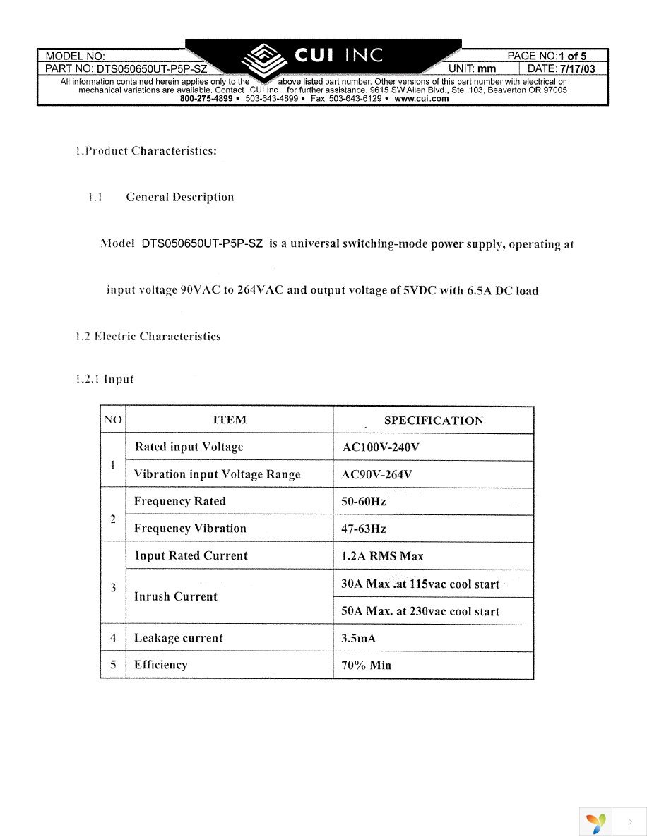 DTS050650UTC-P5P-SZ Page 1