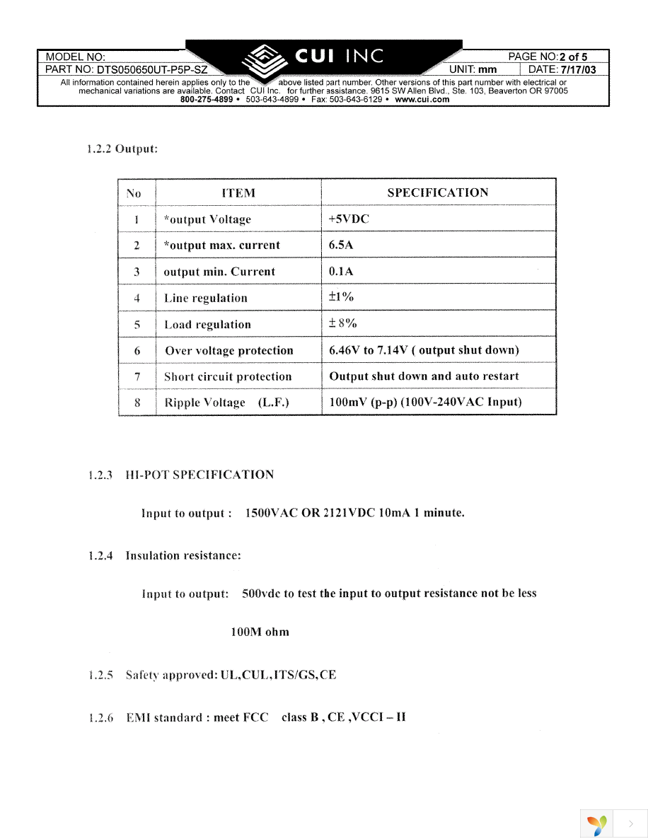 DTS050650UTC-P5P-SZ Page 2