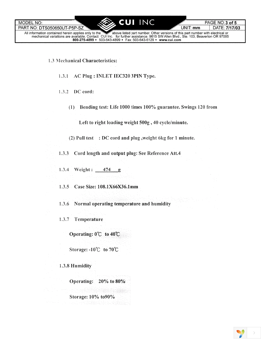 DTS050650UTC-P5P-SZ Page 3