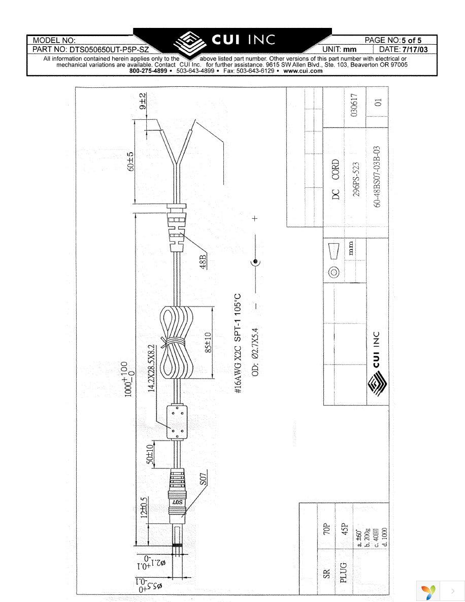 DTS050650UTC-P5P-SZ Page 5