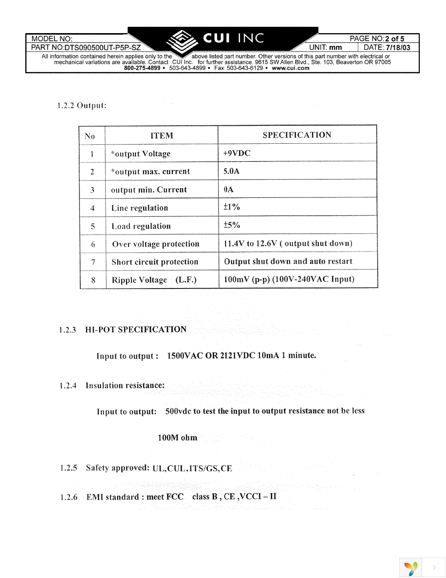 DTS090500UTC-P5P-SZ Page 2