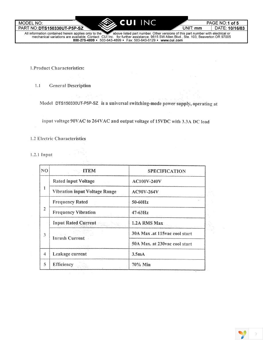 DTS150330UTC-P5P-SZ Page 1