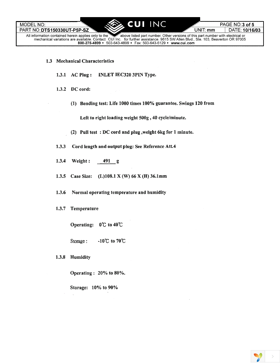 DTS150330UTC-P5P-SZ Page 3