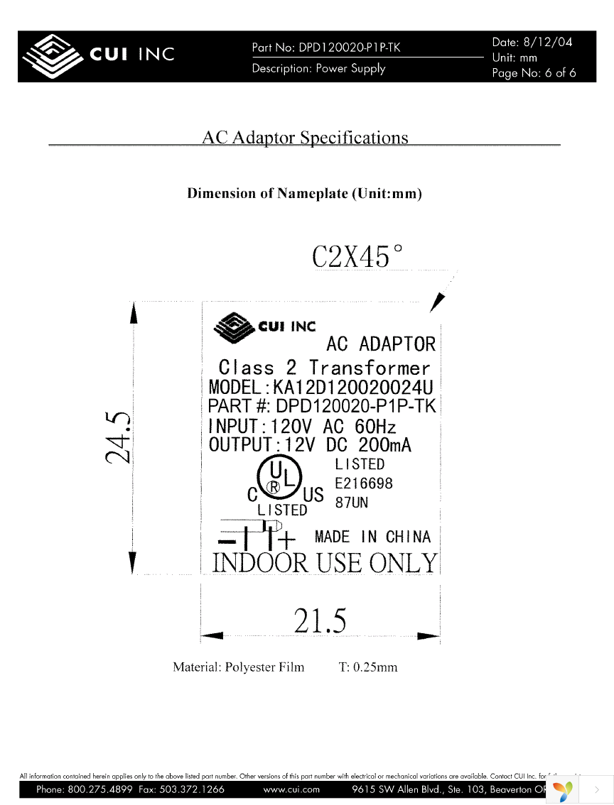 DPD120020-P1P-TK Page 6