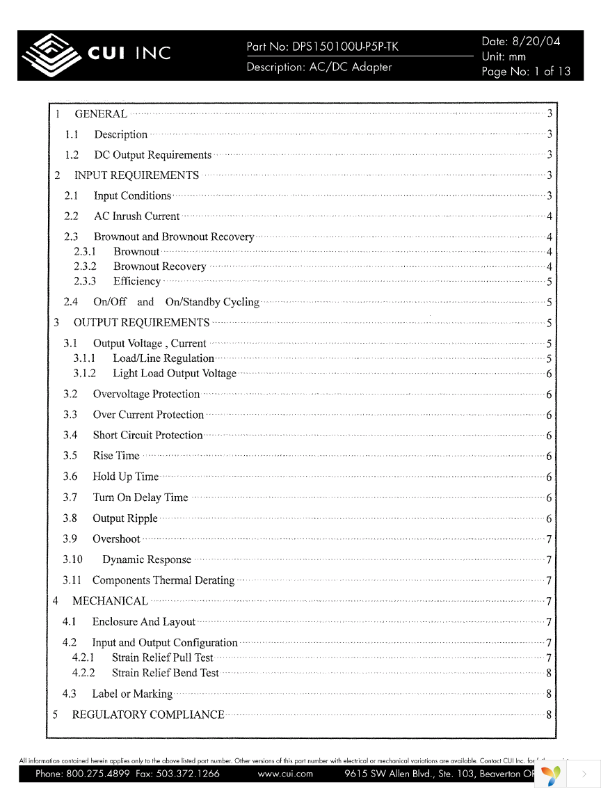 DPS150100U-P5P-TK Page 1