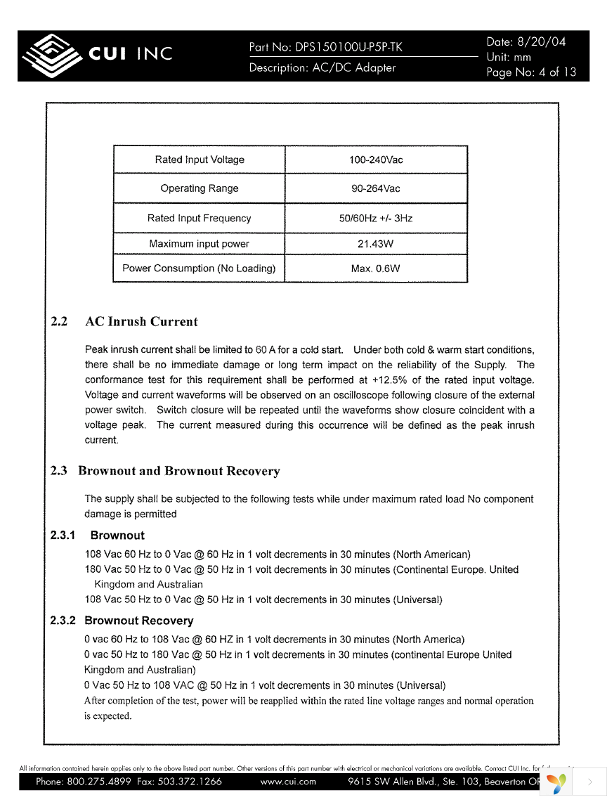 DPS150100U-P5P-TK Page 4