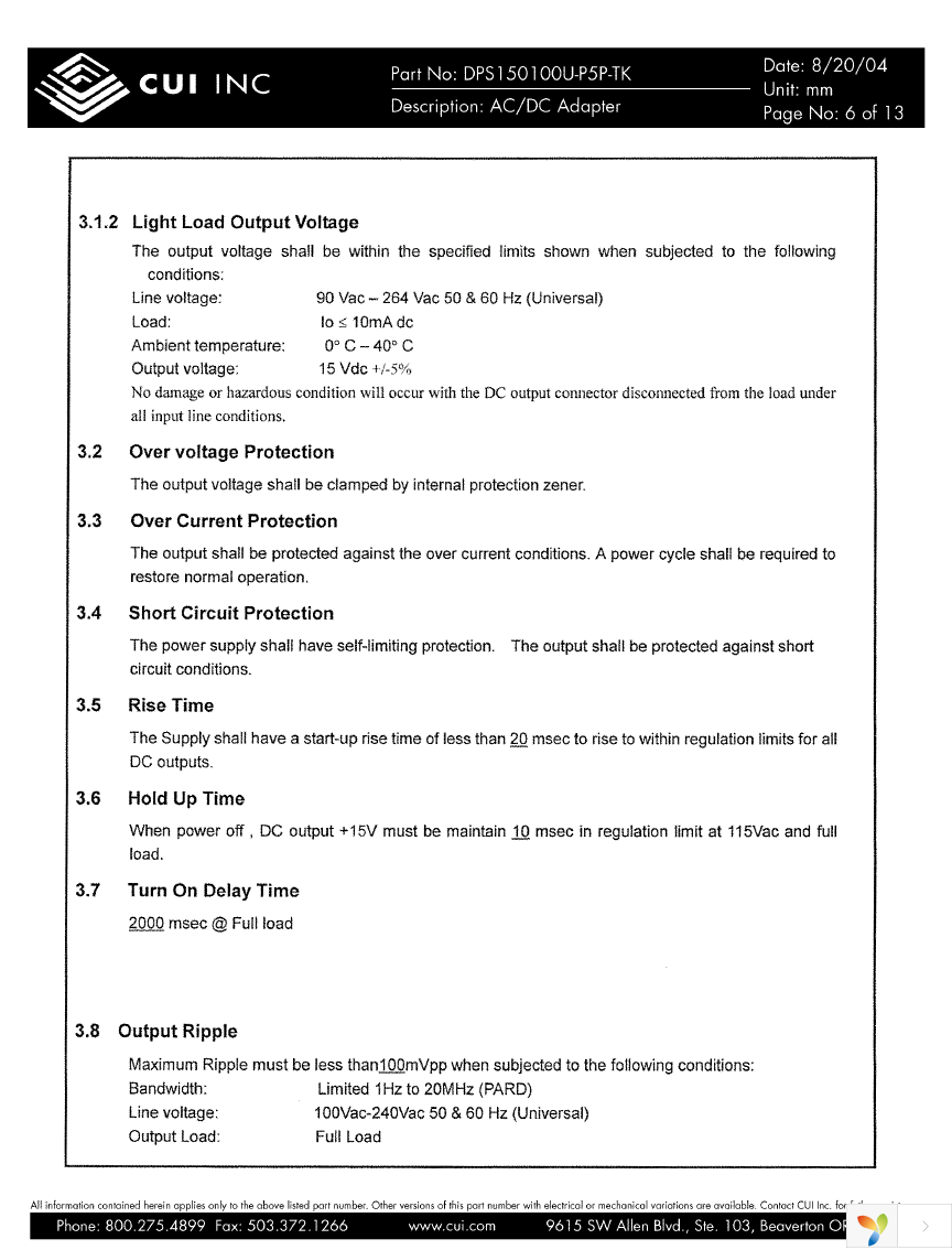 DPS150100U-P5P-TK Page 6