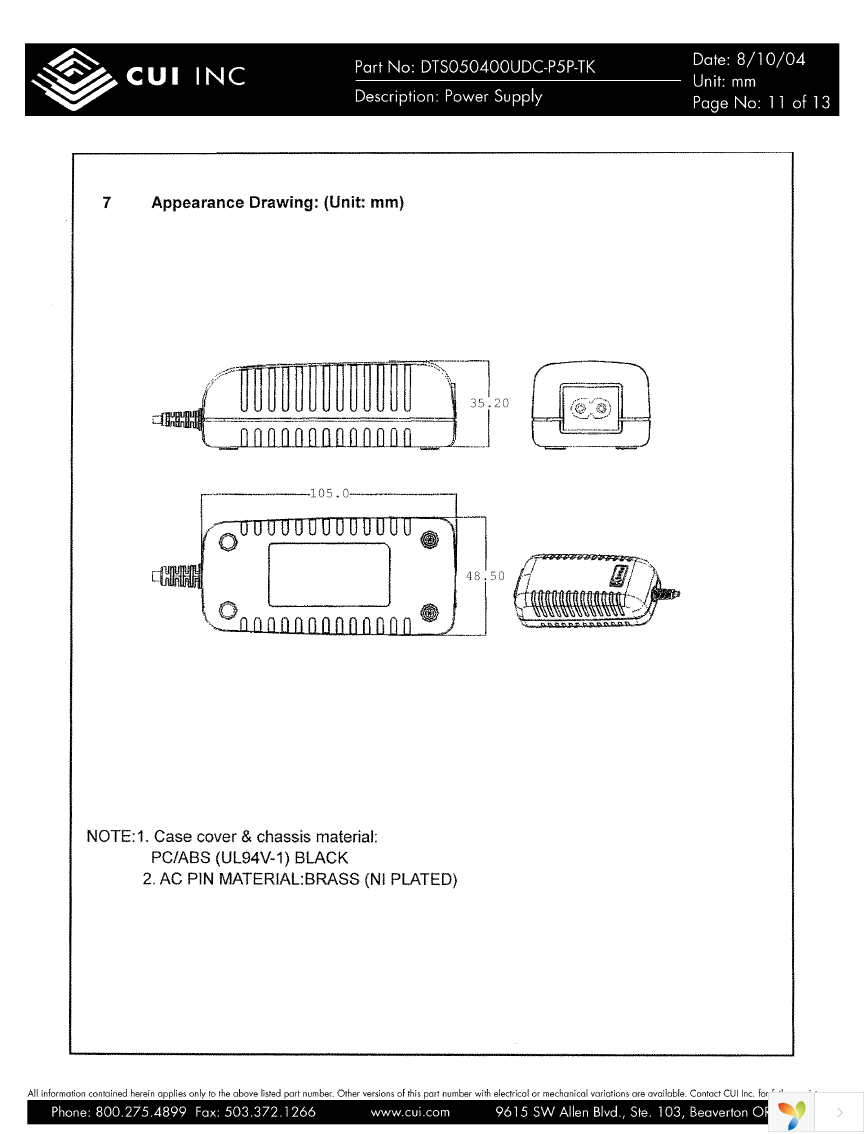 DTS050400UDC-P5P-TK Page 11