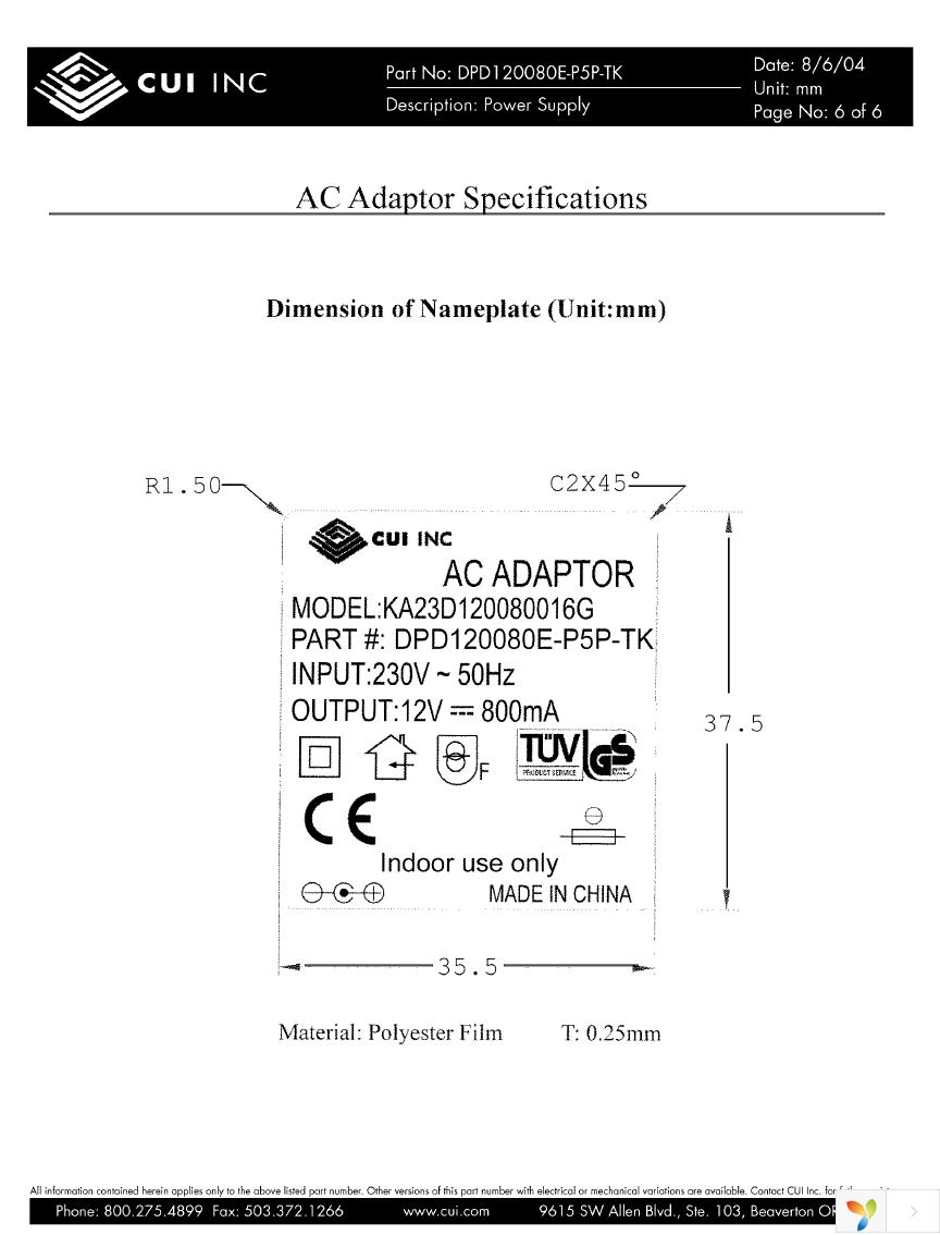 DPD120080E-P5P-TK Page 6