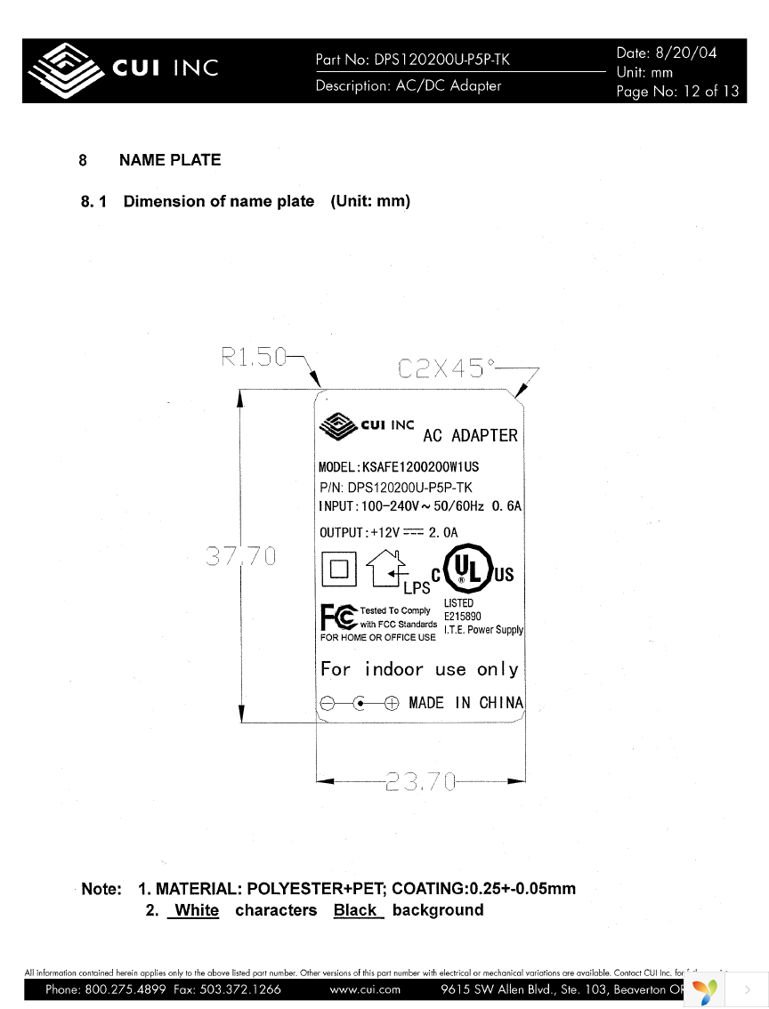 DPS120200U-P5P-TK Page 12