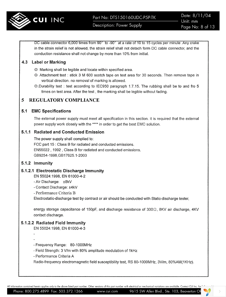 DTS150160UDC-P5P-TK Page 8