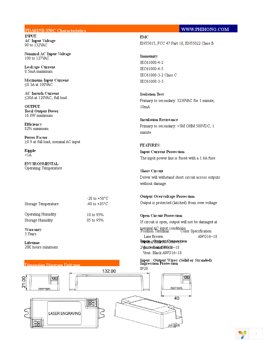 PDA015B-350C Page 2