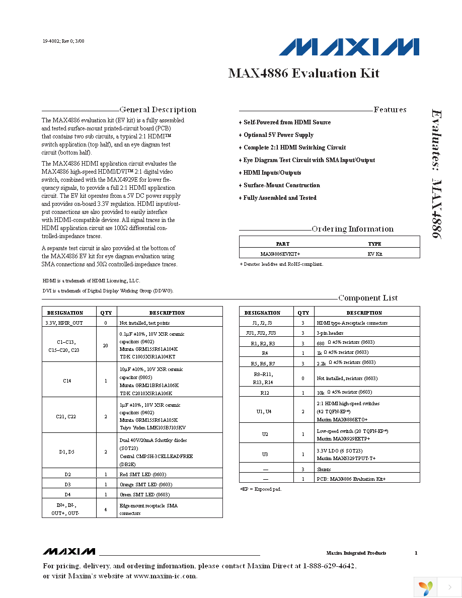 MAX4886EVKIT+ Page 1