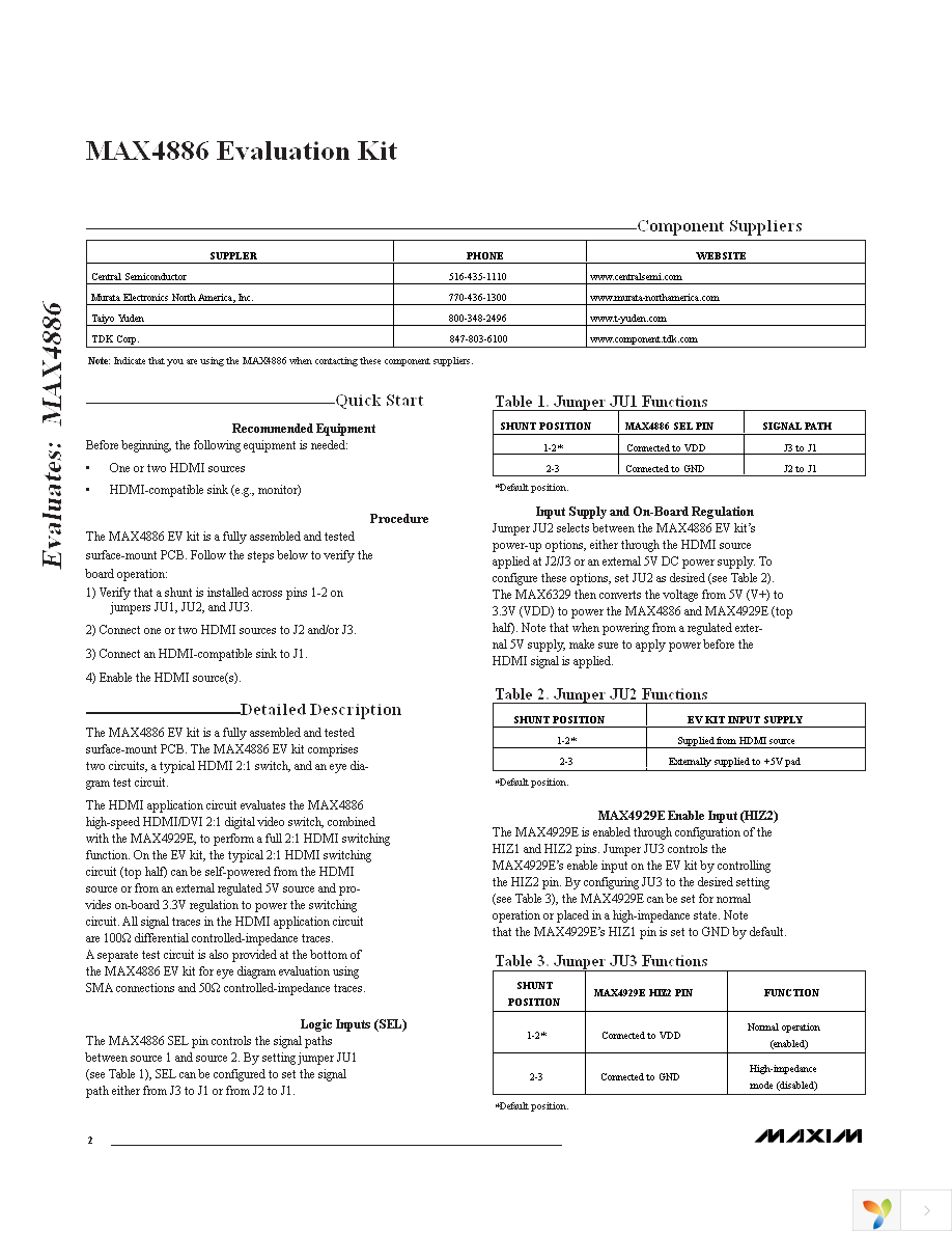MAX4886EVKIT+ Page 2