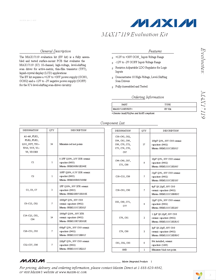 MAX17119EVKIT+ Page 1