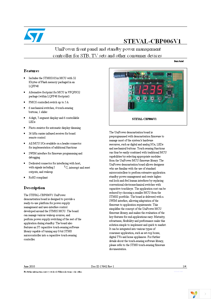 STEVAL-CBP006V1 Page 1