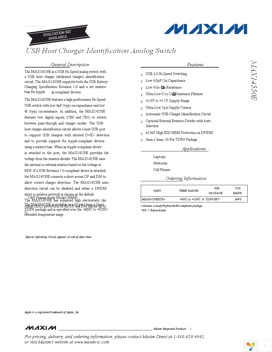 MAX14550EEVKIT+ Page 1