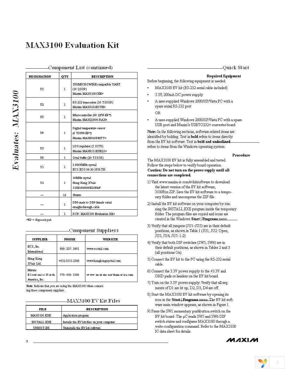 MAX3100EVKIT+ Page 2
