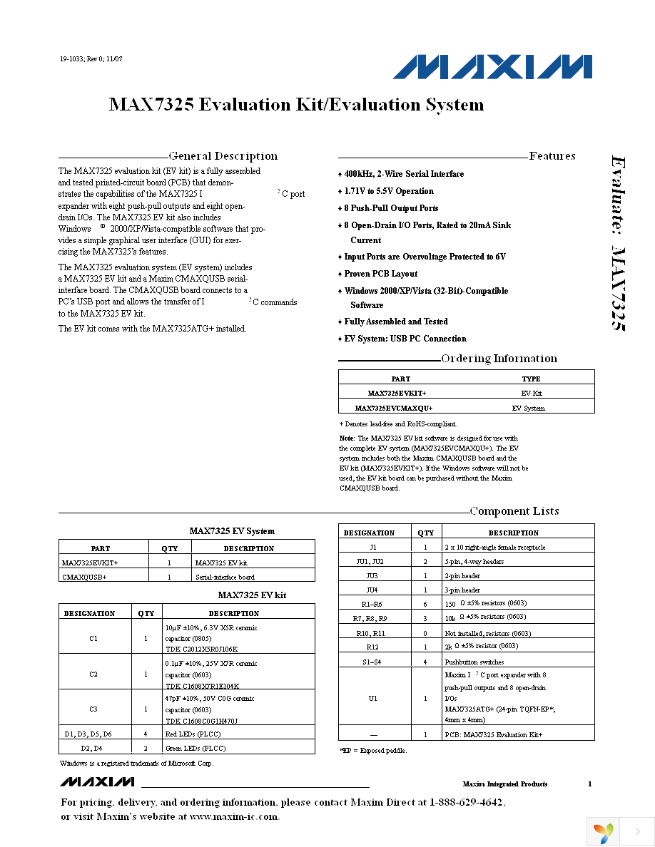 MAX7325EVCMAXQU+ Page 1