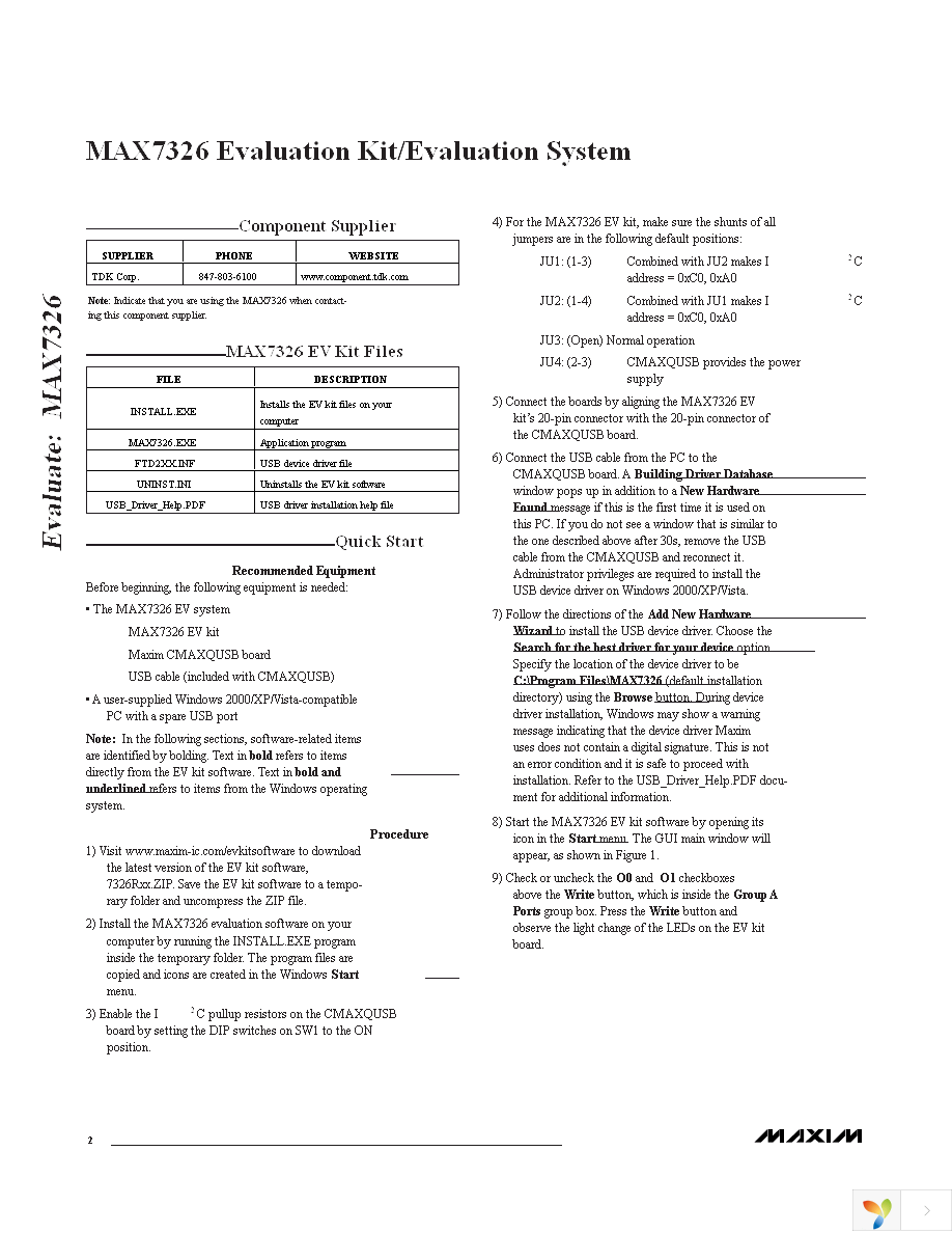 MAX7326EVCMAXQU+ Page 2