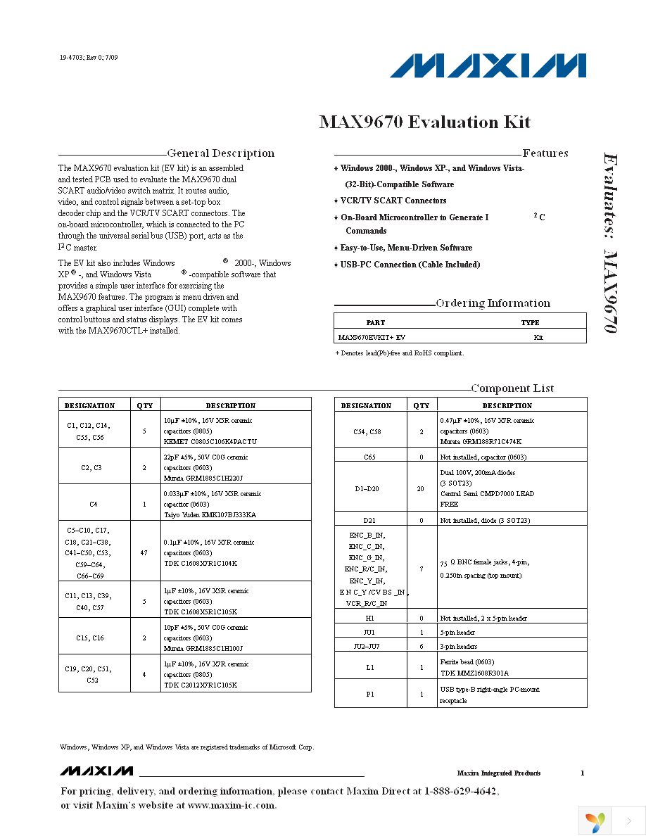 MAX9670EVKIT+ Page 1