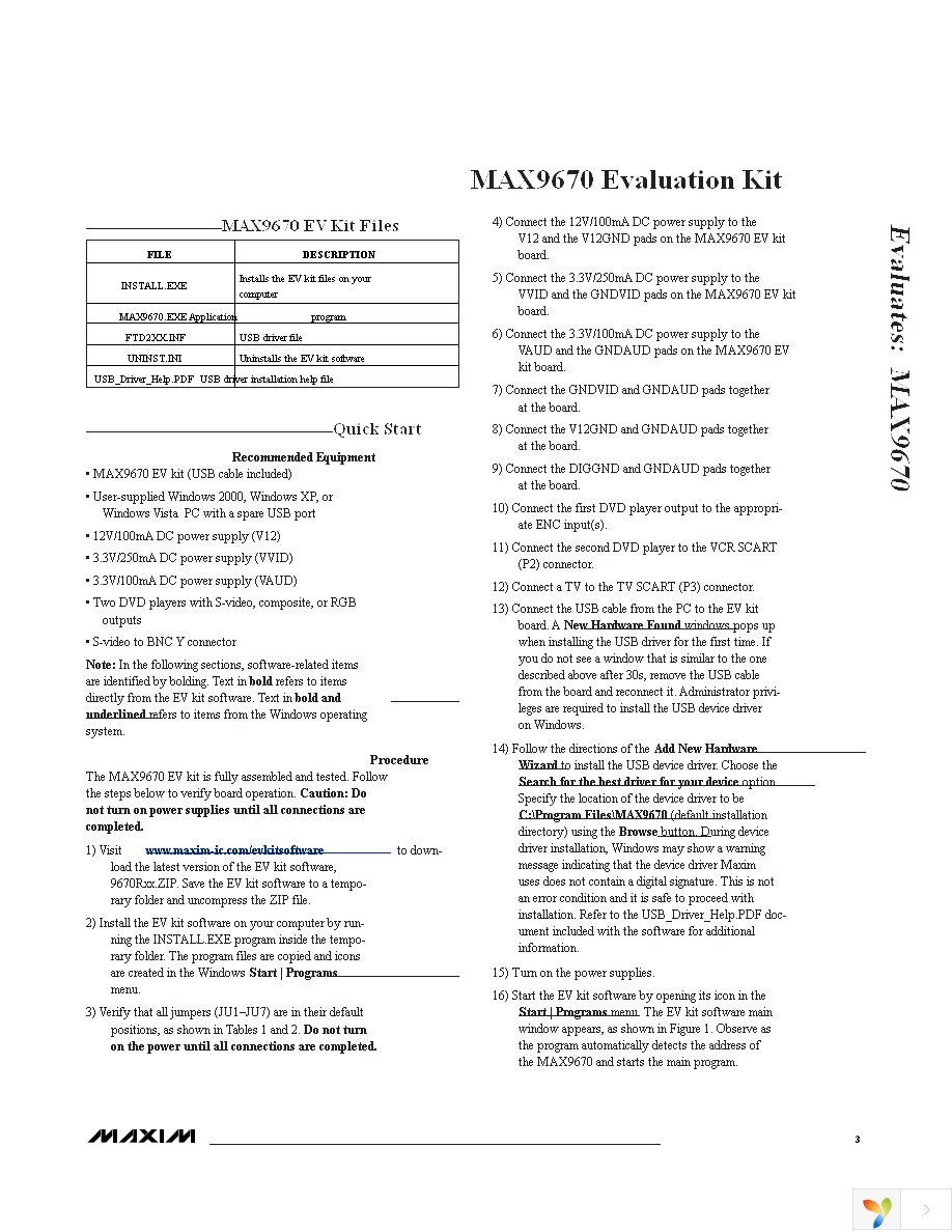 MAX9670EVKIT+ Page 3