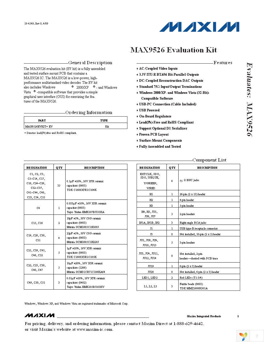 MAX9526EVKIT+ Page 1