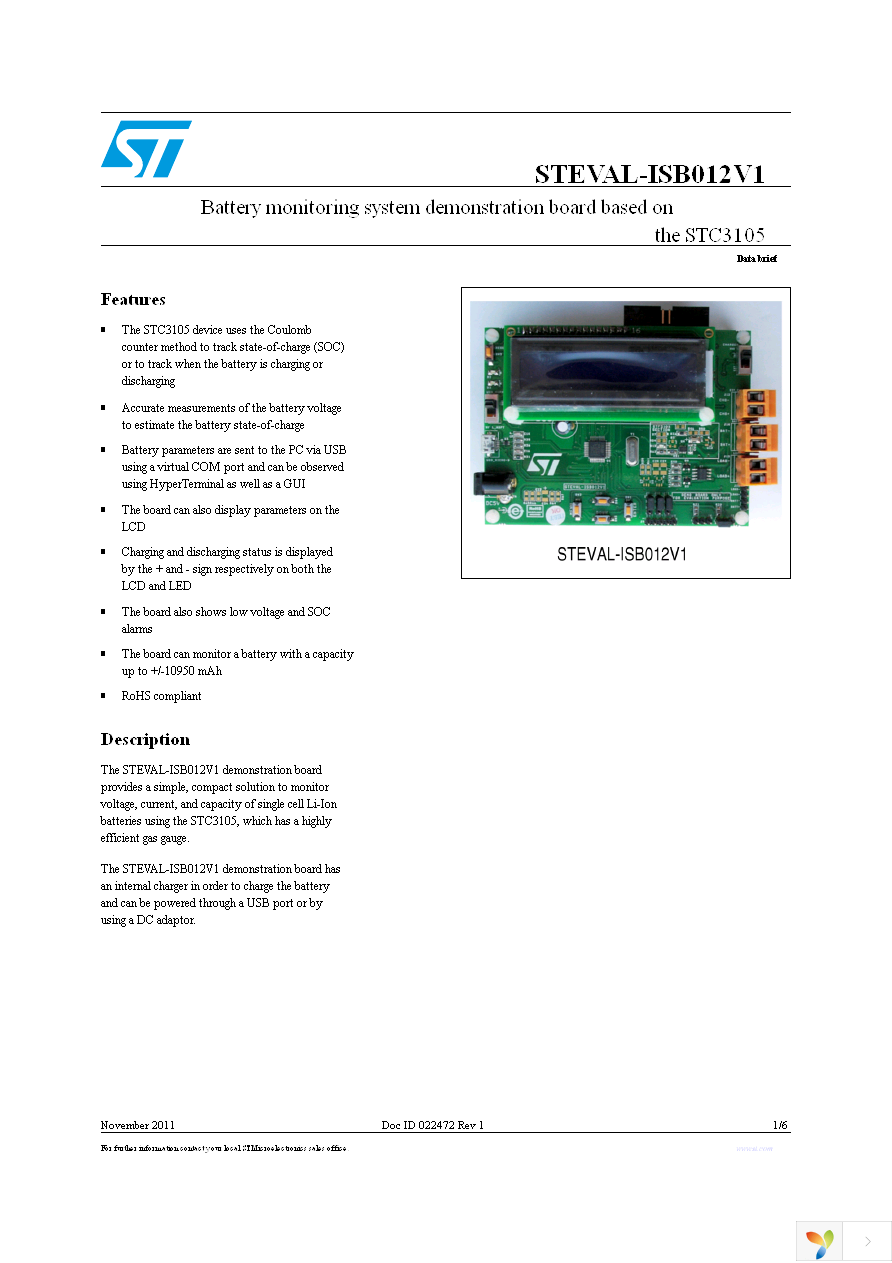 STEVAL-ISB012V1 Page 1