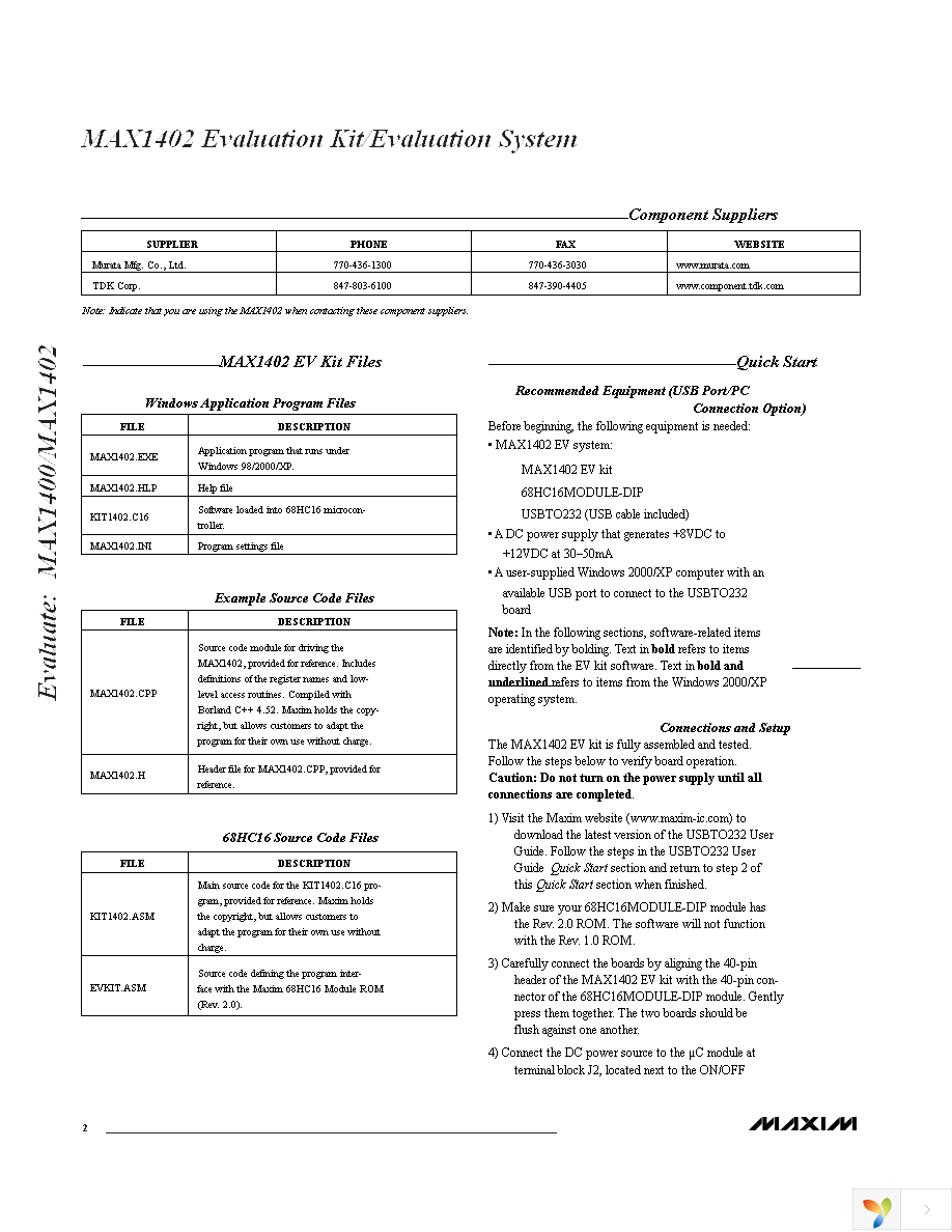MAX1402EVKIT Page 2