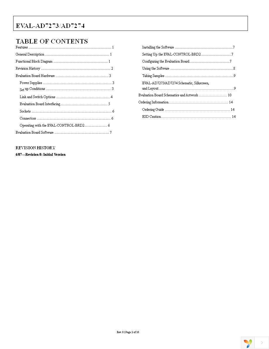 EVAL-AD7274CBZ Page 2