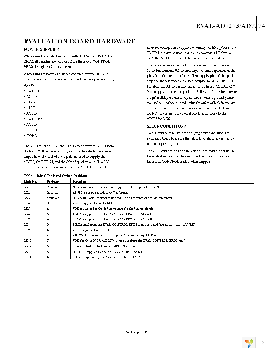 EVAL-AD7274CBZ Page 3