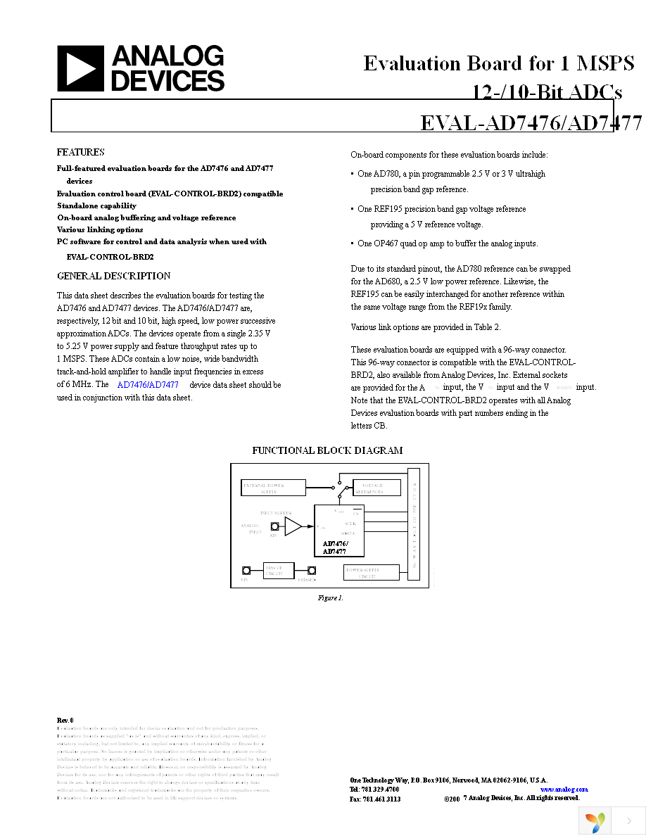 EVAL-AD7476CBZ Page 1