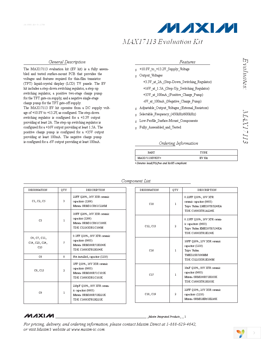 MAX17113EVKIT+ Page 1