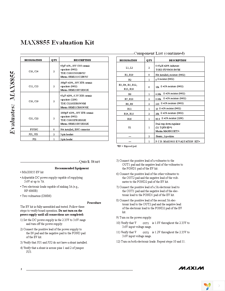 MAX8855EVKIT+ Page 2