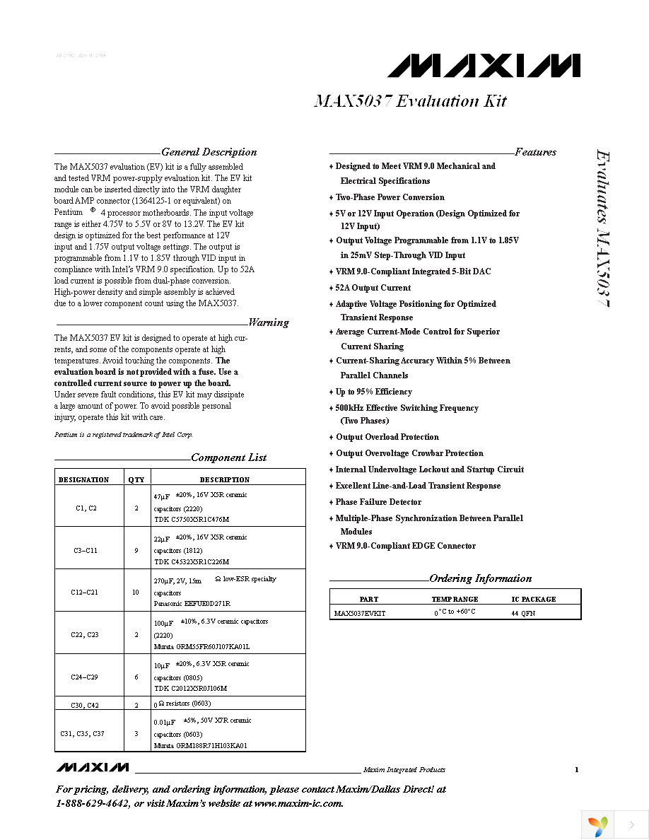 MAX5037EVKIT Page 1