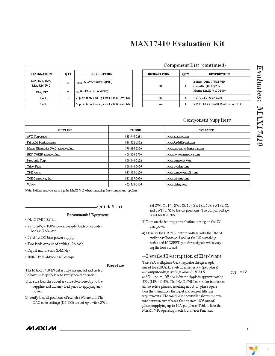 MAX17410EVKIT+ Page 3