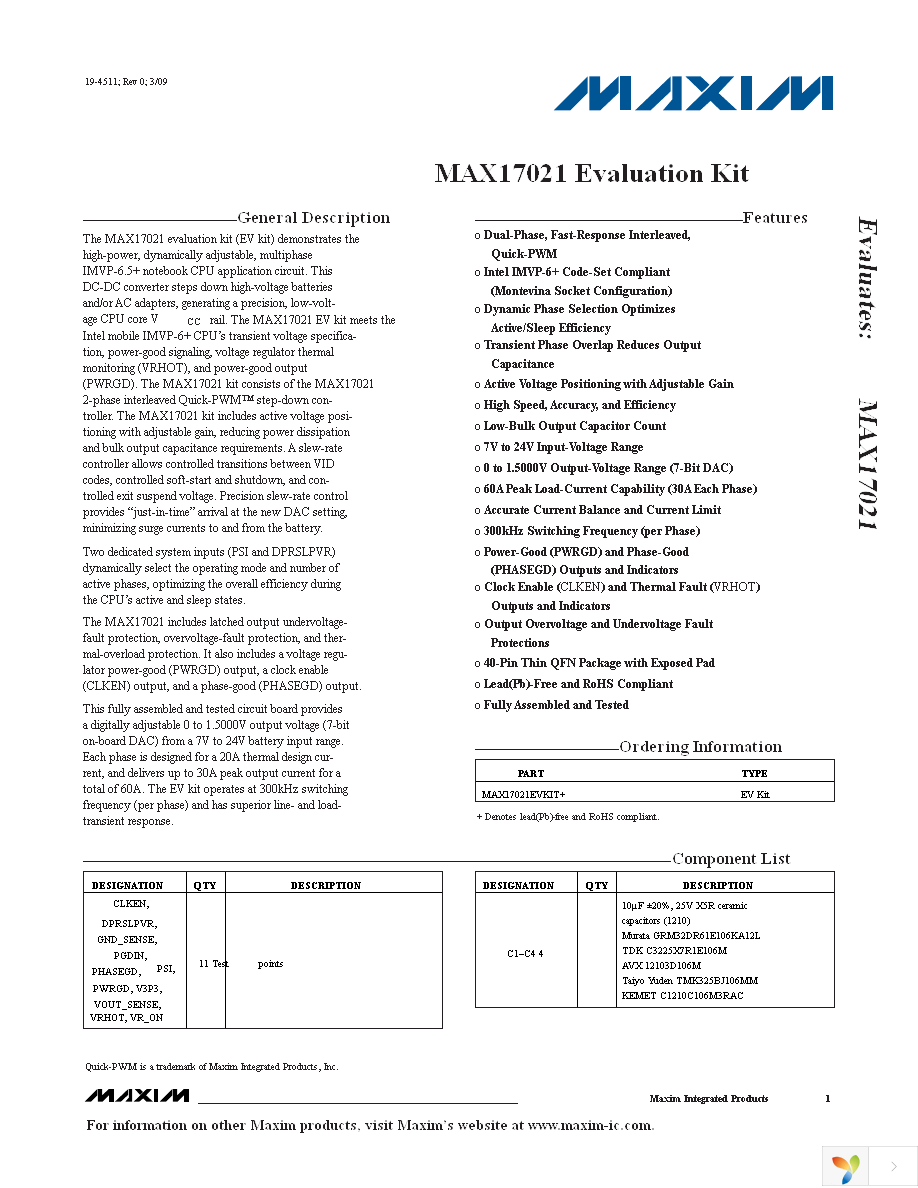 MAX17021EVKIT+ Page 1