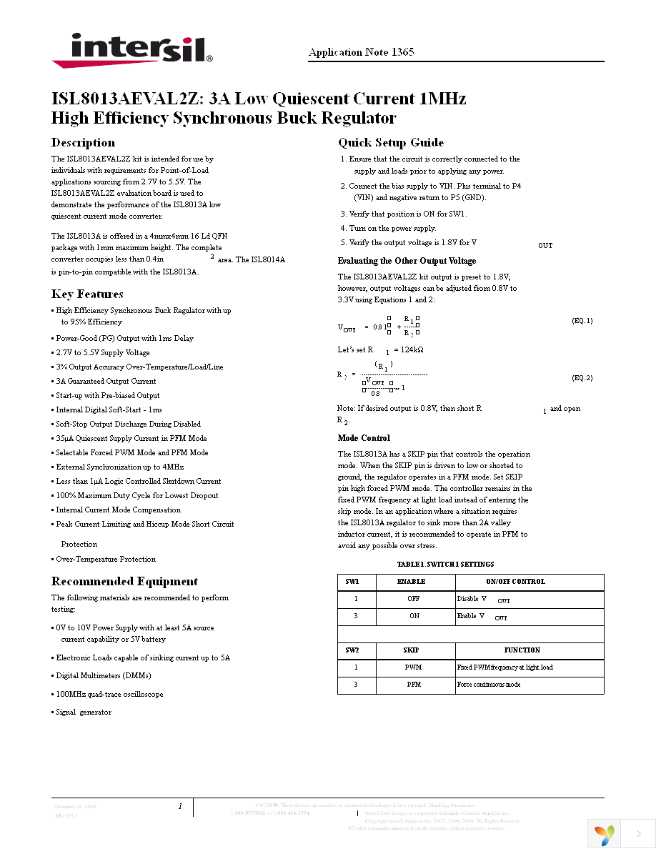 ISL8013AEVAL2Z Page 1