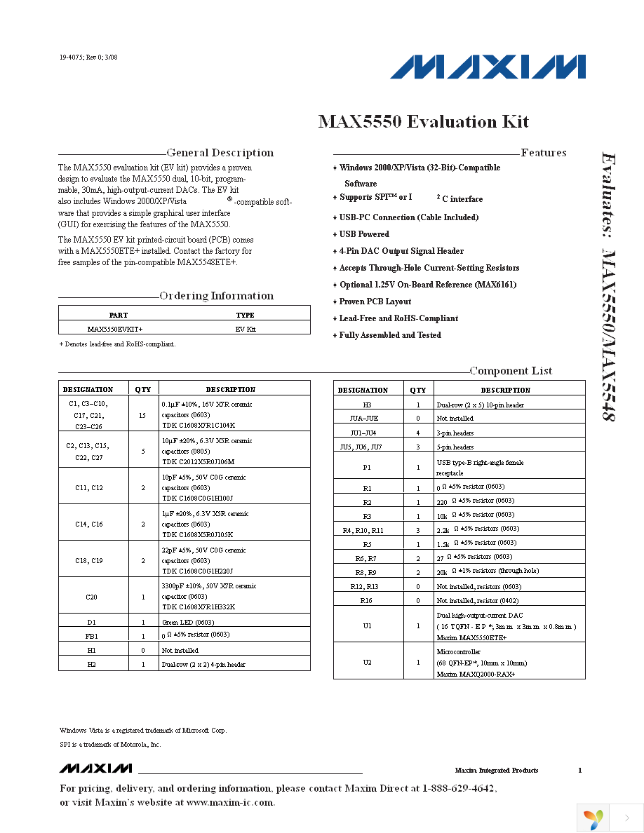 MAX5550EVKIT+ Page 1