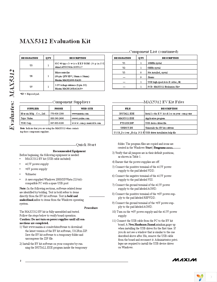 MAX5312EVKIT+ Page 2