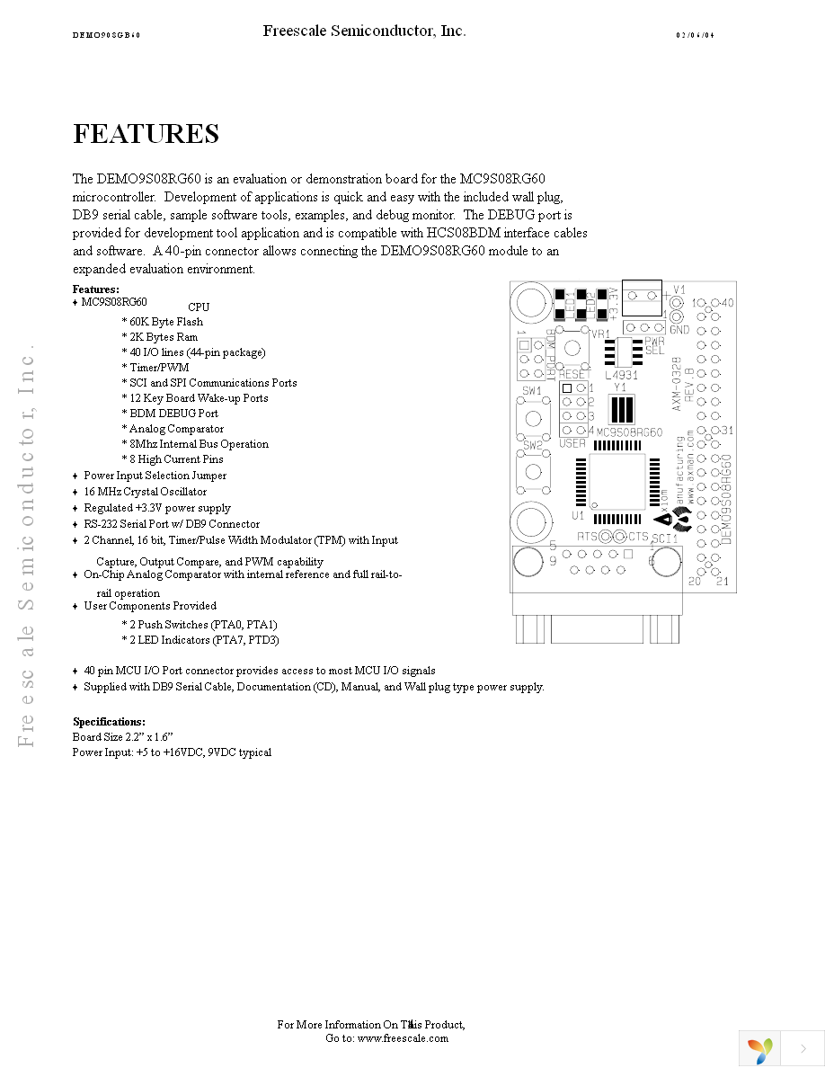 DEMO9S08RG60E Page 4