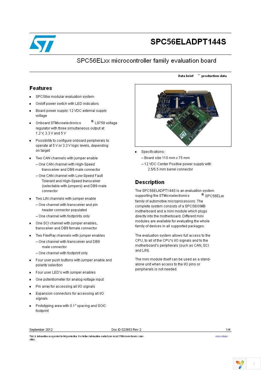 SPC56ELADPT144S Page 1