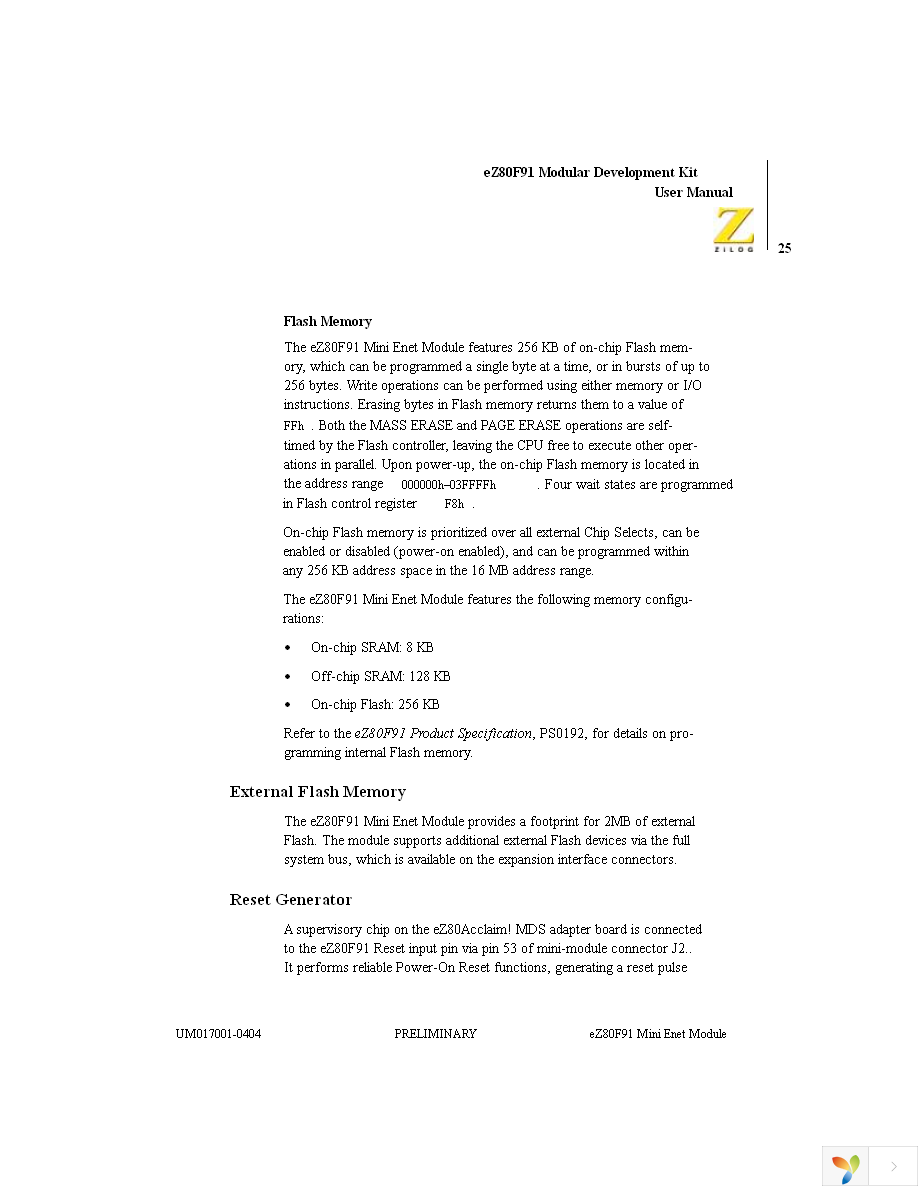 EZ80F910100KIT Page 35