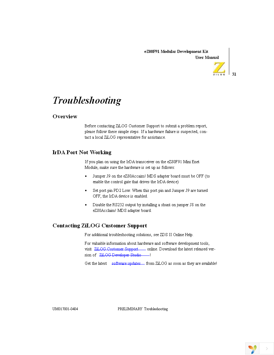 EZ80F910100KIT Page 41