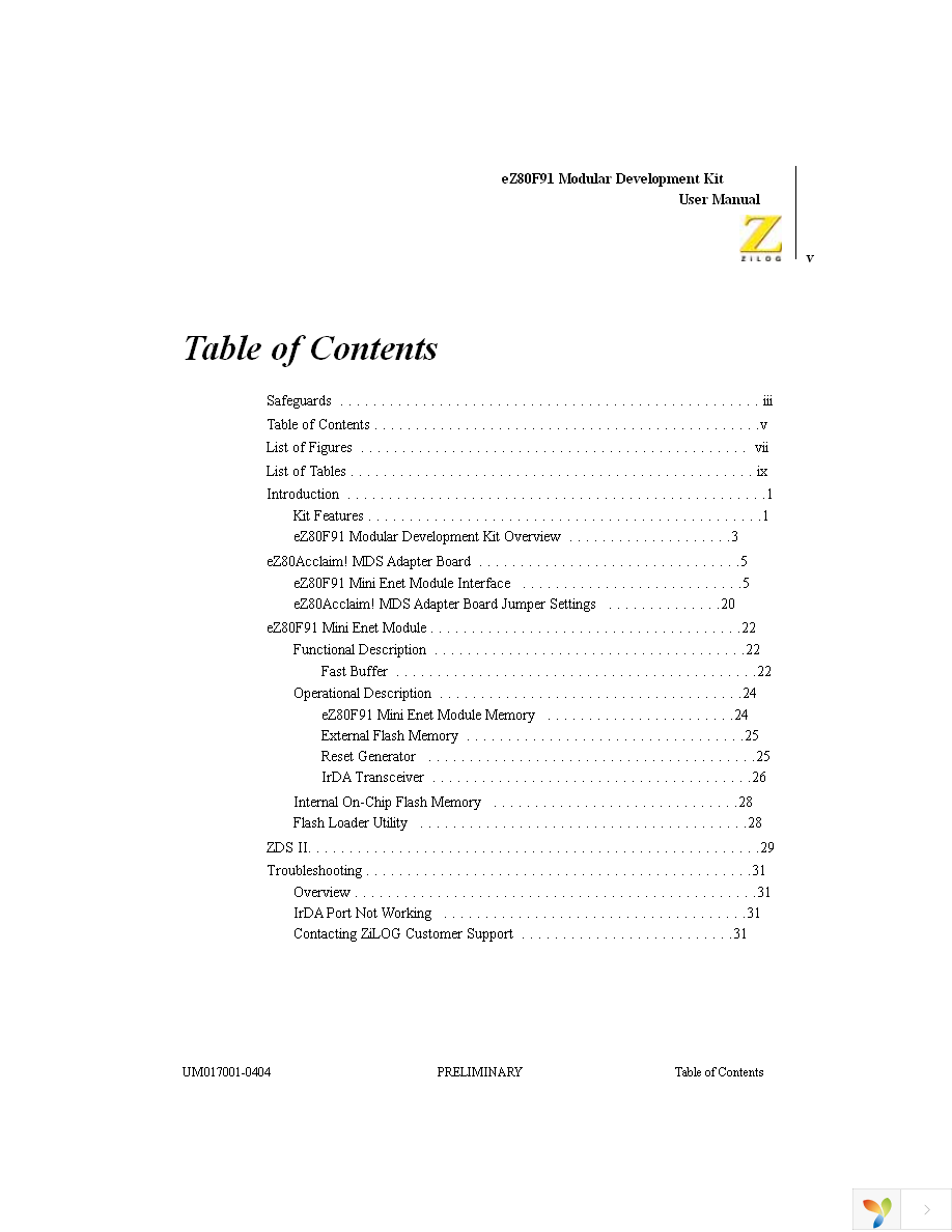 EZ80F910100KIT Page 5