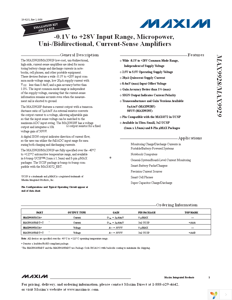 MAX9928EVKIT+ Page 1