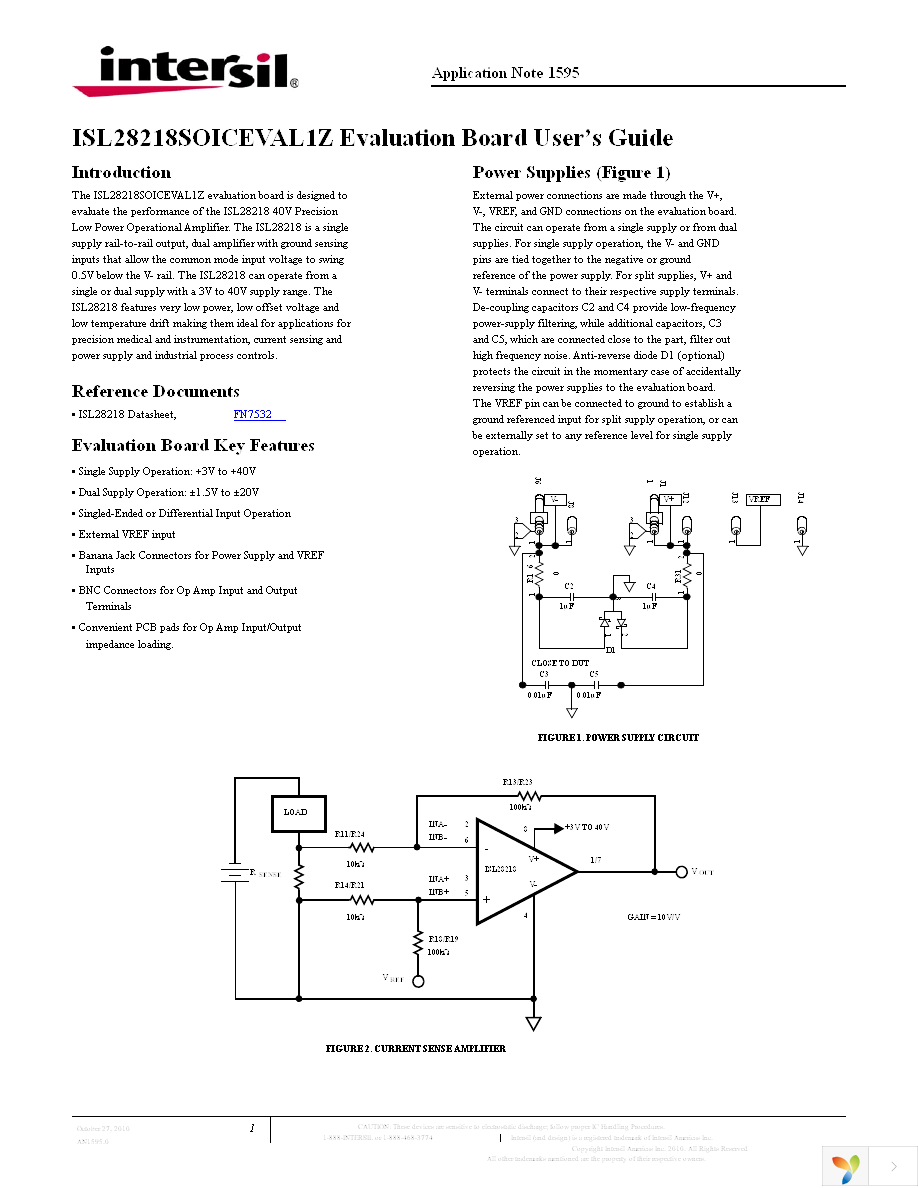 ISL28218SOICEVAL1Z Page 1