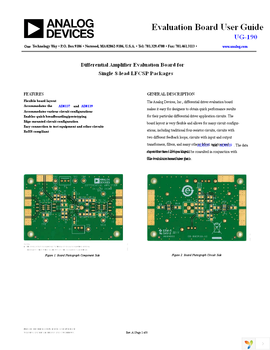 AD8139ACP-EBZ Page 1